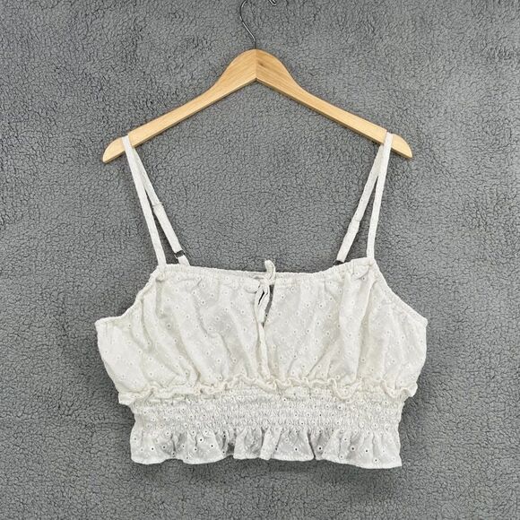 Wild Fable Boho White Eyelet Lace Cropped Top Size XXL - Picture 1 of 13
